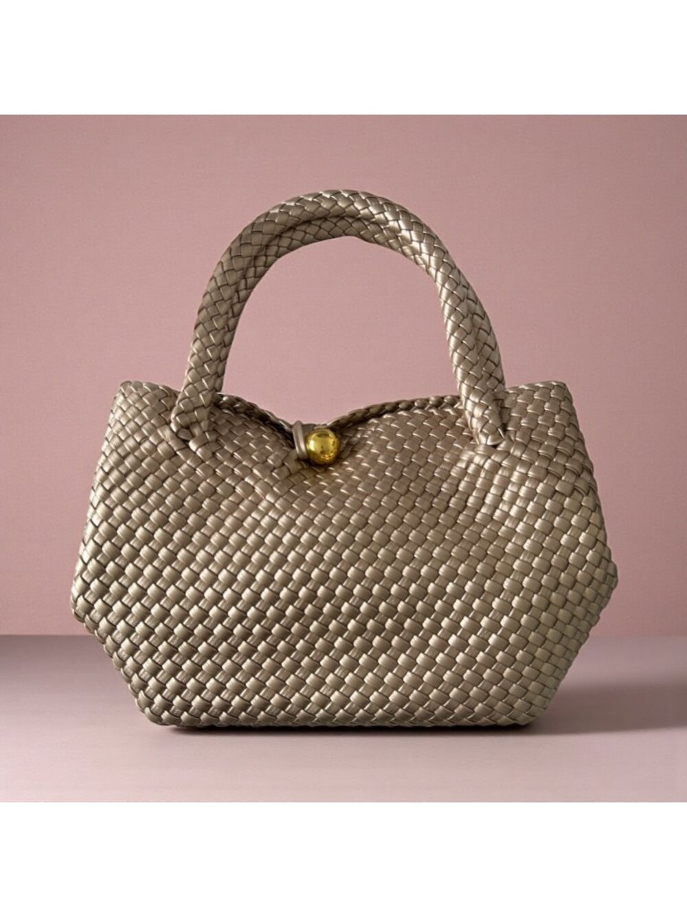 BC BAGS Gold Woven Satchel Handbag w/ Dustbag